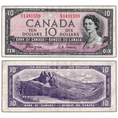 $10 1954 Bank of Canada Note Devil Face E/D Prefix BC-32a - VF