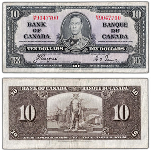 $10 1937 Bank of Canada Note Coyne-Towers H/T Prefix BC-24c - Fine