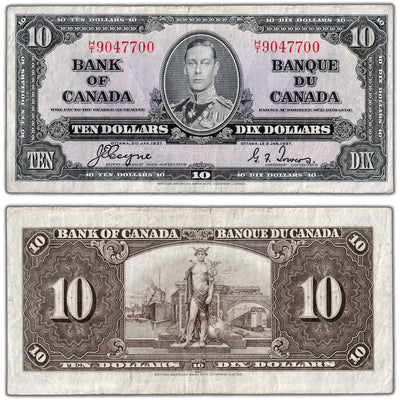 $10 1937 Bank of Canada Note Coyne-Towers H/T Prefix BC-24c - Fine