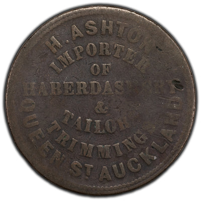 New Zealand 1863 H. Ashton One Penny Token