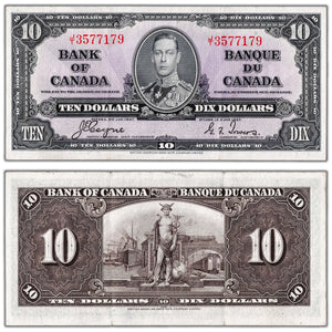 $10 1937 Bank of Canada Note Coyne-Towers J/T Prefix BC-24c - EF