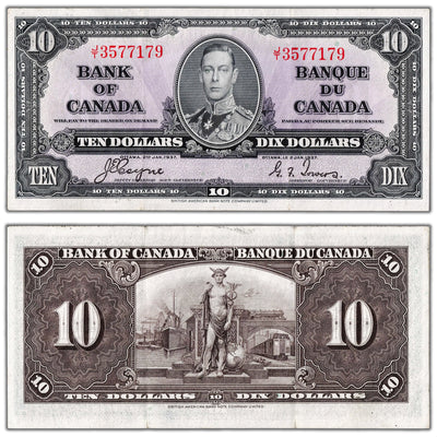 $10 1937 Bank of Canada Note Coyne-Towers J/T Prefix BC-24c - EF