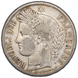SOLD France 1849-A 5 Francs Silver Coin KM #761 - Cleaned