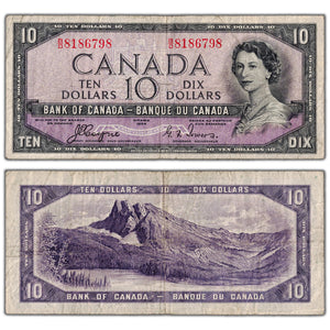 $10 1954 Bank of Canada Note Devil Face B/D Prefix BC-32a - Fine