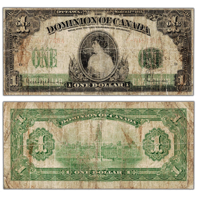 SOLD $1 1917 Dominion of Canada Note Saunders Seal Series E DC-23c - Filler