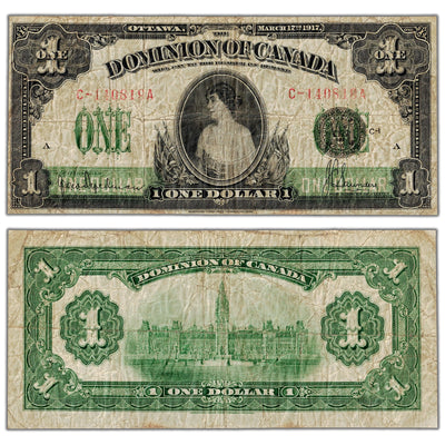 $1 1917 Dominion of Canada Note Saunders Seal Series C DC-23c - VG