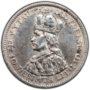 SOLD Lithuania 1936 10 Litu Silver Coin KM #83 - Cleaned