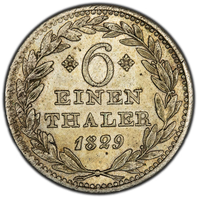 Germany Hesse-Cassel 1829 1/6 Thaler Silver Coin