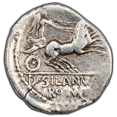 SOLD Ancient Rome Republic 91 BC D. Silanus Denarius Silver Coin Junia #15