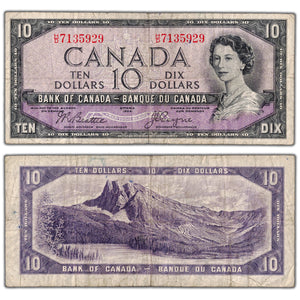 $10 1954 Bank of Canada Note Devil Face H/D Prefix BC-32b - Fine