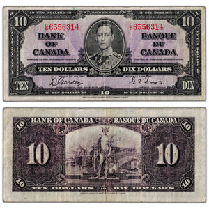 $10 1937 Bank of Canada Note Gordon-Towers C/D Prefix BC-24b - Fine