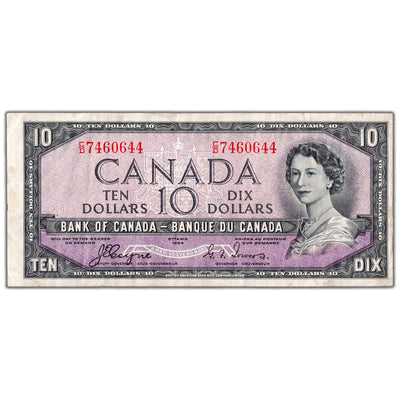 $10 1954 Bank of Canada Note Devil Face C/D Prefix BC-32a - VF