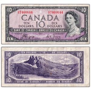 $10 1954 Bank of Canada Note Devil Face C/D Prefix BC-32a - VF