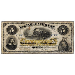 La Banque Nationale 1897 $5 Canada Chartered Note #510-20-04 - Fine