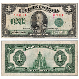 $1 1923 Dominion of Canada Note Green Seal Series C DC-25j - Fine (crayon)