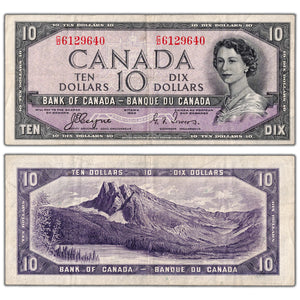$10 1954 Bank of Canada Note Devil Face C/D Prefix BC-32a - VF