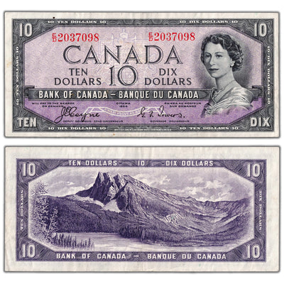 $10 1954 Bank of Canada Note Devil Face E/D Prefix BC-32a - VF