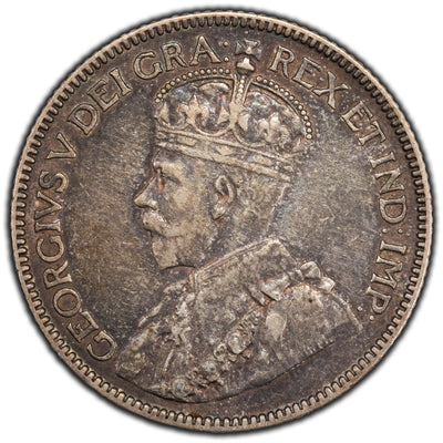 Canada 1913 25 Cents Quarter Silver Coin - VF+