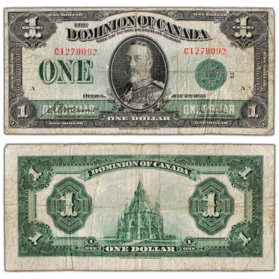 $1 1923 Dominion of Canada Note Green Seal Series C DC-25j - Fine