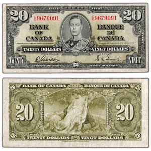 $20 1937 Bank of Canada Note Gordon-Towers C/E Prefix BC-25b - Fine