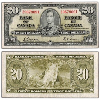 $20 1937 Bank of Canada Note Gordon-Towers C/E Prefix BC-25b - Fine
