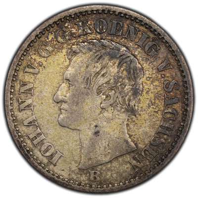 Germany Saxony 1869 2 Neugroschen Silver Coin KM #1222
