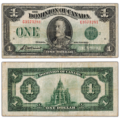 $1 1923 Dominion of Canada Note Green Seal Series C DC-25j - Fine