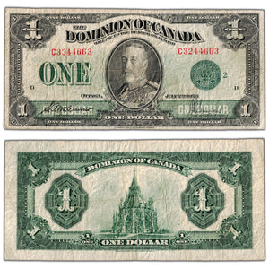 $1 1923 Dominion of Canada Note Green Seal Series C DC-25j - Fine