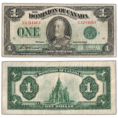 $1 1923 Dominion of Canada Note Green Seal Series C DC-25j - Fine