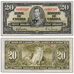 $20 1937 Bank of Canada Note Gordon-Towers C/E Prefix BC-25b - VF