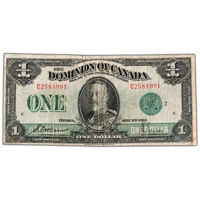 $1 1923 Dominion of Canada Note Green Seal Series C DC-25j - Fine
