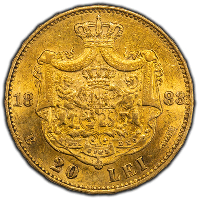 SOLD Romania 1883 20 Lei Gold Coin KM #20