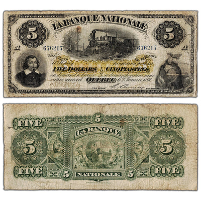 La Banque Nationale 1897 $5 Canada Chartered Note #510-20-04 - Fine