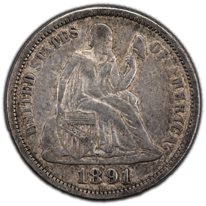 SOLD United States 1891 10 Cents Seated Liberty Dime Silver Coin