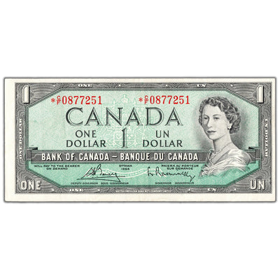 $1 1954 Bank of Canada Note *C/F Replacement Prefix BC-37cA - VF/EF