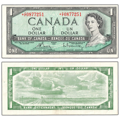 $1 1954 Bank of Canada Note *C/F Replacement Prefix BC-37cA - VF/EF