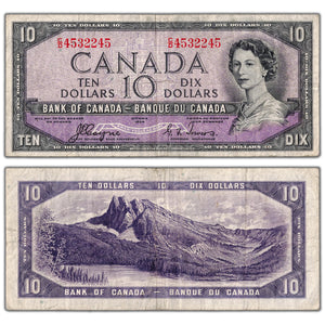 $10 1954 Bank of Canada Note Devil Face C/D Prefix BC-32a - Fine