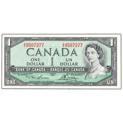 SOLD $1 1954 Bank of Canada Note Lawson-Bouey A/I Prefix BC-37d - Choice UNC
