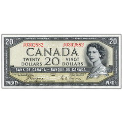 $20 1954 Bank of Canada Note Devil Face A/E Prefix BC-33a - EF/AU