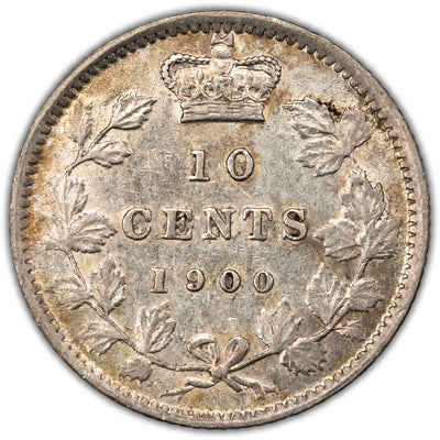 Canada 1900 10 Cents Dime Silver Coin - EF-45