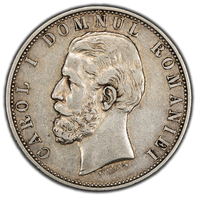 Romania 1881 5 Lei Silver Coin KM #17