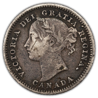 Canada 1885 Obverse 4 10 Cents Dime Silver Coin - Fine