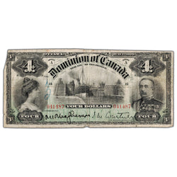 $4 1900 Dominion of Canada Note DC-16 - Writing/Missing Corner