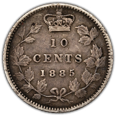 Canada 1885 Obverse 4 10 Cents Dime Silver Coin - Fine