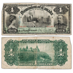 $4 1900 Dominion of Canada Note DC-16 - Writing/Missing Corner
