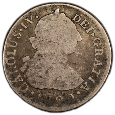 Peru 1790 2 Reales Silver Coin KM #85