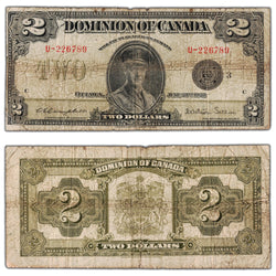$2 1923 Dominion of Canada Note Black Seal Series U DC-26j - Circulated