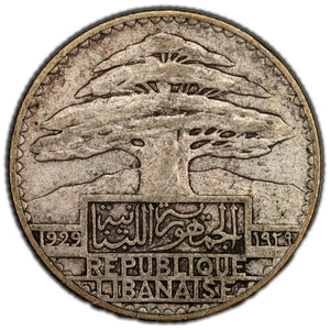 SOLD Lebanon 1929 50 Piastres Silver Coin KM #8