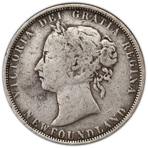 SOLD Newfoundland 1882-H 50 Cents Half Dollar Silver Coin - Very Good