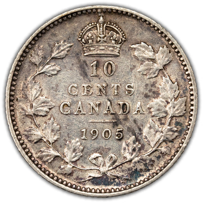 Canada 1905 10 Cents Dime Silver Coin - Very Fine